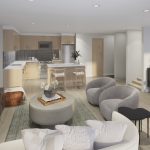 Interior Rendering of Modtera Towns Kitchen/Living