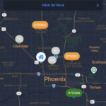 TowBook live dispatch map showing active tow trucks across the Phoenix Valley with real-time ETAs