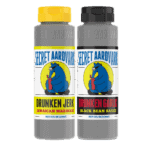 Bottle of Drunken Jerk Jamaican Marinade and Drunken Garlic Black Bean Sauce.