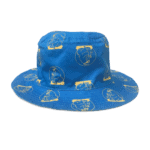Blue aardvark bucket hat with yellow aardvark logo