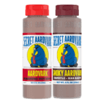 Bottle of Aardvark Habanero Hot Sauce and Smoky Aardvark Chipotle-Hab Sauce.