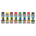 Line up of combo Aardvark 8: : Bottle of Black Bean sauce, Smoky Aardvark, Serrabanero, Habanero, Red Scorpion, Reaper,buffadill