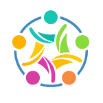 Logo von sexpositiv.events mit stilisierter Figur im Kreis aus bunten Elementen
