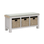 G8298+8090 SALCOMBE GREY STORAGE BENCH W BEIGE CUSHION