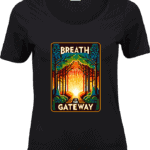 Czarna koszulka damska Breath is the Gateway, przód, Vibes Goods
