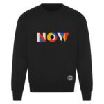 Bluza unisex NOW 440 g crewneck czarna – przód | Vibes Goods