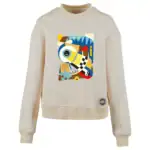 Kremowa bluza damska oversize 300 g z grafiką Percepcja, przód, Vibes Goods