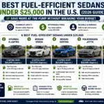 Best fuel-efficient sedans under 25000 in the U.S. including Toyota Corolla, Hyundai Elantra, Nissan Versa, Nissan Sentra, Volkswagen Jetta, and Kia K4