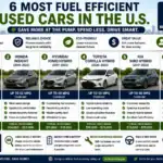 Most fuel efficient used cars in the U.S. including Toyota Prius, Honda Insight, Hyundai Ioniq Hybrid, Toyota Corolla Hybrid, Kia Niro Hybrid, and Toyota Camry Hybrid