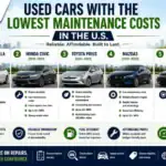 Used cars with the lowest maintenance costs in the U.S. including Toyota Corolla, Honda Civic, Toyota Prius, Mazda3, and Honda Accord