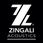 Logo de la marque Zingali Acoustics sur fond en police blanche sur fond noir