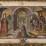immagine fatta con l'IA di una corte in stile miniatura medievale