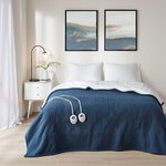 Serta Fleece to Sherpa Heated Blanket in Blue, Queen ST54-0100