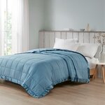 Madison Park Cambria Oversized Down Alternative Blanket with Satin Trim in Slate Blue, Full/Queen MP51-7647