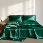 Madison Park Essentials Satin Luxury Sheet Set in Emerald, Full MPE20-1145