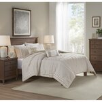 Harbor House Blue Anslee 3 Piece Cotton Yarn Dyed Duvet Cover Set in Taupe, Full/Queen HH12-1691