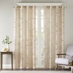 Madison Park Leilani Palm Leaf Burnout Window Sheer in Natural, 50x84" MP40-7492