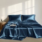 Madison Park Essentials Satin Luxury Sheet Set in Midnight Blue, Full MPE20-1138