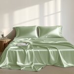 Madison Park Essentials Satin Luxury Sheet Set in Sage, Queen MPE20-1125