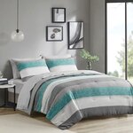 Madison Park Essentials Jaxon Stripe Comforter Set with Bed Sheets in Aqua/Grey, Queen MPE10-1033
