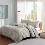 Madison Park Pure Ronan 4 Piece Cotton Quilt Set with Trhow Pillow in Blue, King/Cal King MPP13-050