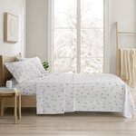 True North by Sleep Philosophy Cozy Cotton Flannel Printed Sheet Set in Gray Skiers, Full TN20-0512