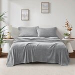 True North by Sleep Philosophy Soloft Plush Micro Plush Sheet Set in Grey, Twin BL20-0869