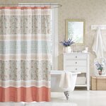 Madison Park Dawn Cotton Shower Curtain in Coral, 72x72" MP70-3038