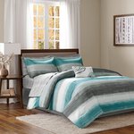 Madison Park Essentials Saben Comforter Set with Cotton Bed Sheets in Aqua, Queen MPE10-695