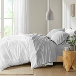 Madison Park 200 Thread Count Relaxed Cotton Percale Sheet Set in Grey, Full MP20-5389