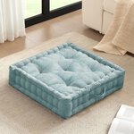 Intelligent Design Azza Poly Chenille Square Floor Pillow Cushion in Aqua, 24x24" ID31-2468