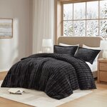 Madison Park Duke Faux Fur Comforter Mini Set in Black, Full/Queen MP10-3064