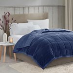 Madison Park Coleman Reversible HeiQ Smart Temperature Down Alternative Blanket in Navy, Twin/Twin XL MP51-6380