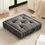 Intelligent Design Azza Poly Chenille Square Floor Pillow Cushion in Charcoal, 24x24" ID31-2470