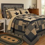 Black Check Star Queen Quilt 90Wx90L