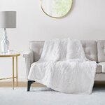Serta Malea Shaggy Faux Fur Heated Throw in White, 50x60" ST54-0151