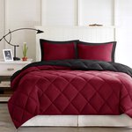 Madison Park Essentials Larkspur 3M Scotchgard Reversible Down Alt Comforter Set in Red/Black, Full/Queen BASI10-0602