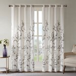 Madison Park Cecily Burnout Printed Window Curtain Panel in Grey, 2-PK 50x84" MP40-8257