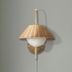 INK+IVY Laguna Rattan Weave Shade Wall Sconce in Gold, One Size II155-0145