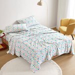 Intelligent Design Cozy Soft Cotton Flannel Printed Sheet Set in White Holiday Trees, Queen ID20-2449