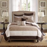 Madison Park Attingham 7 Piece Quilt Set with Euro Shams and Throw Pillows in Beige, King/Cal King MP13-241