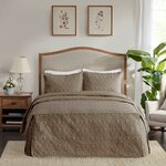 Madison Park Quebec 3 Piece Split Corner Pleated Quilted Bedspread in Khaki, King MP13-6479