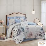 Madison Park Cassandra 8 Piece Cotton Printed Comforter Set in Blue, King MP10-7835