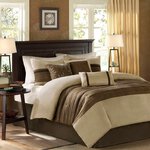 Madison Park Palmer 7 Piece Pieced Faux Suede Comforter Set in Natural, Full MP10-2583