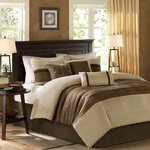 Madison Park Palmer 7 Piece Pieced Faux Suede Comforter Set in Natural, King MP10-302