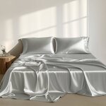 Madison Park Essentials Satin Luxury Sheet Set in Light Grey, Cal King MPE20-910