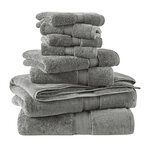 Madison Park Signature 800GSM 100% Cotton 8 Piece Towel Set in Grey, 8-Piece MPS73-197