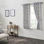 Frayed Lattice Creme & Black Short Panel Set of 2 63x36