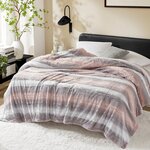 Madison Park Zuri Faux Fur Blanket in Blush/Grey, 66x90" MP51-8535
