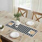 VHC Brands Annie Black Check Buffalo Plaid Pumpkin Harvest Table Runner Farmhouse Fall Holiday Kitchen Dining Home Decor, 12x36 Inches